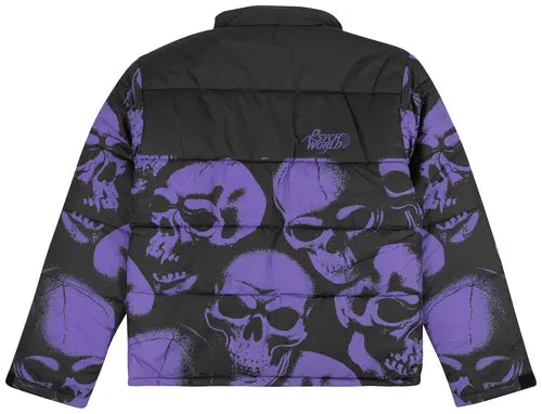 Psychworld Skull Print Puffer Jacket 'Black/Purple'