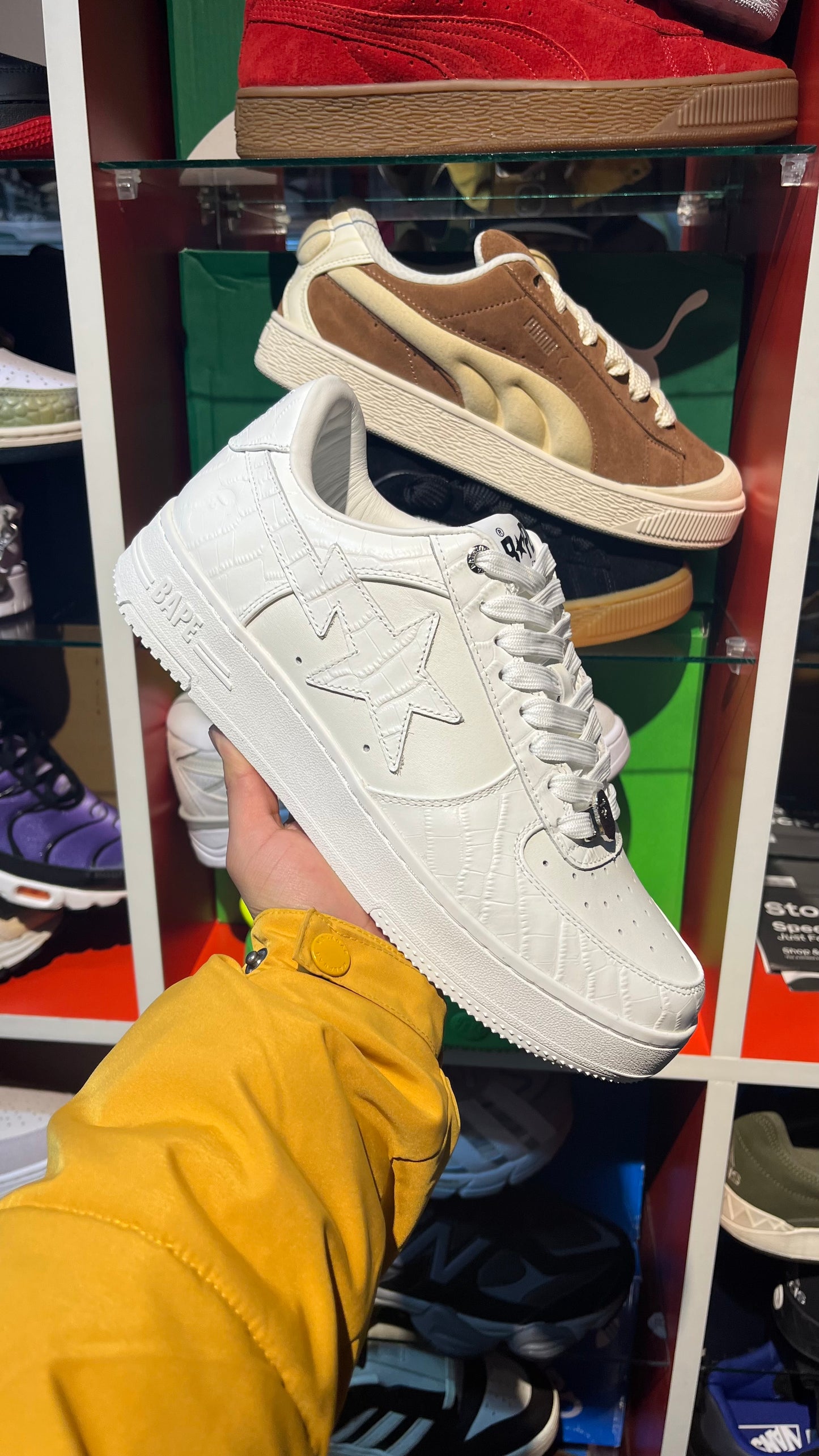 A BATHING APE Bapesta #3 Leather White