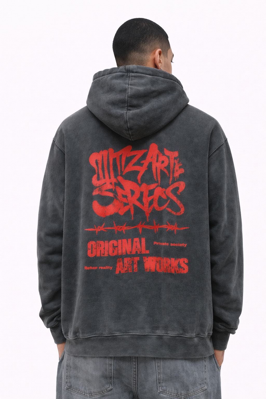 Hoodie Cracked Core BLACK WASHED