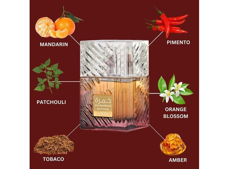 Lattafa Khamrah Dukhan EDP Unisex, fragancia oriental intensa