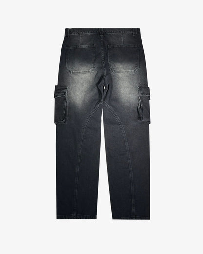 HEAVY CARGO DENIM WASHED BLACK