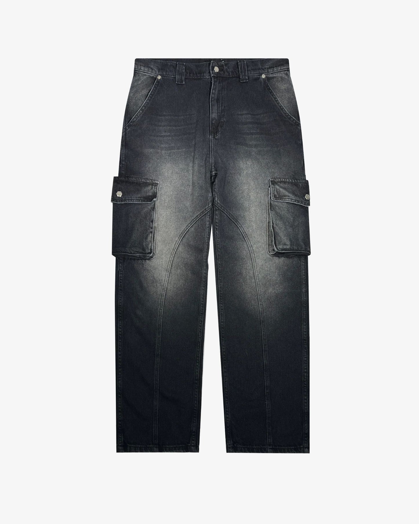 HEAVY CARGO DENIM WASHED BLACK