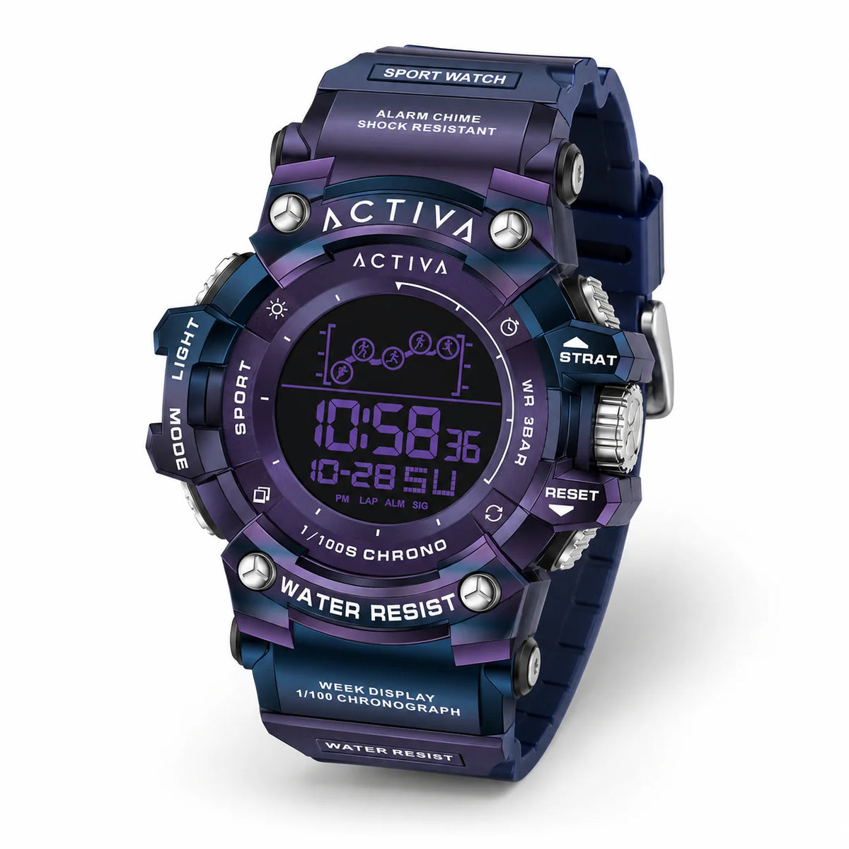 Activa Summit x Invicta Unisex Digital Watch - 50mm Iridescent Purple (ACW8082-020)