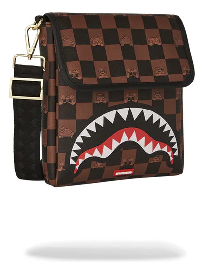 910b7505nsz Bolso Cruzado Ancho Peeking Character Check Marrón