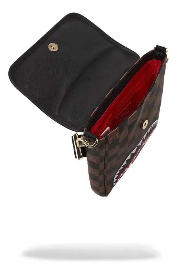 910b7505nsz Bolso Cruzado Ancho Peeking Character Check Marrón