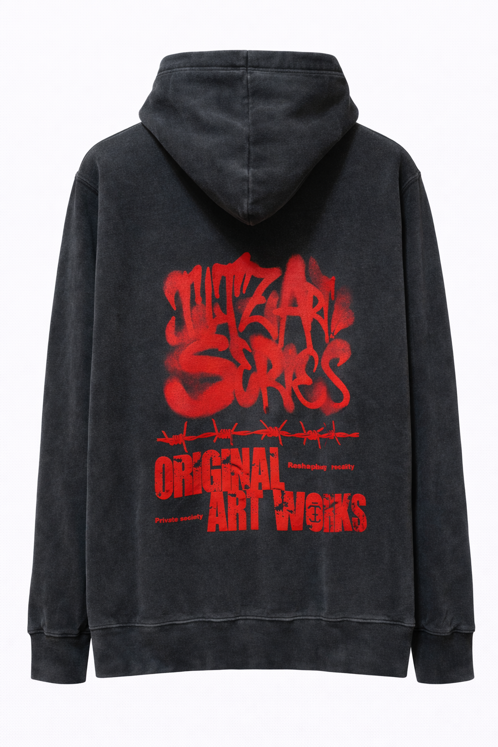 Hoodie Cracked Core BLACK WASHED