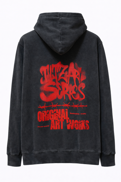 Hoodie Cracked Core BLACK WASHED