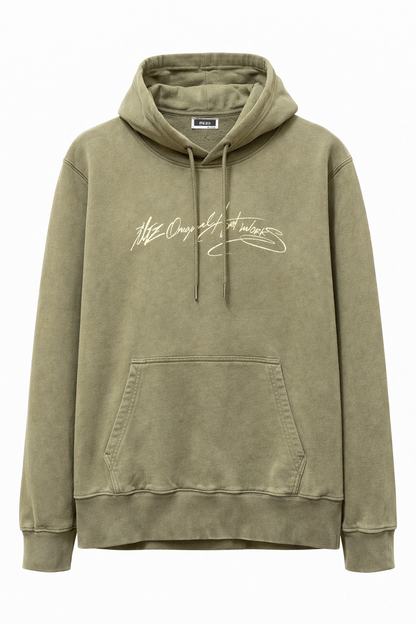 Hoodie Endure Script Olive Washed (Fresh Terry)