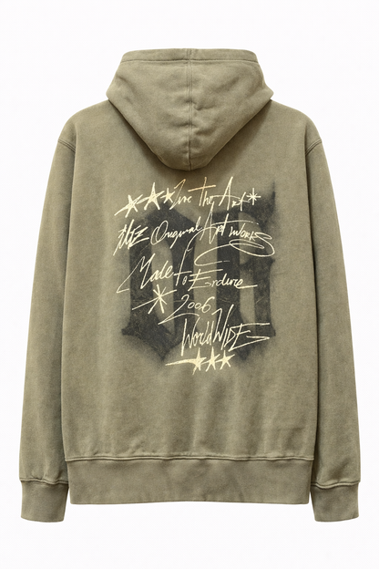 Hoodie Endure Script Olive Washed (Fresh Terry)