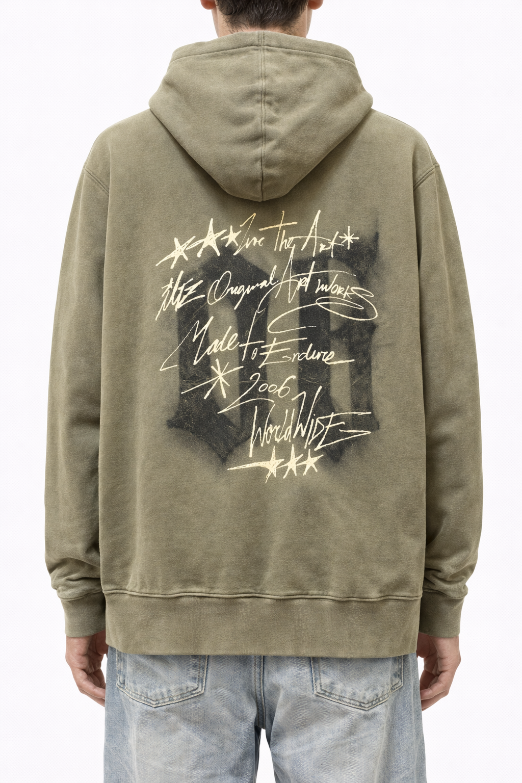 Hoodie Endure Script Olive Washed (Fresh Terry)