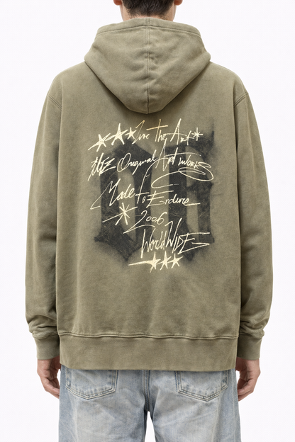 Hoodie Endure Script Olive Washed (Fresh Terry)