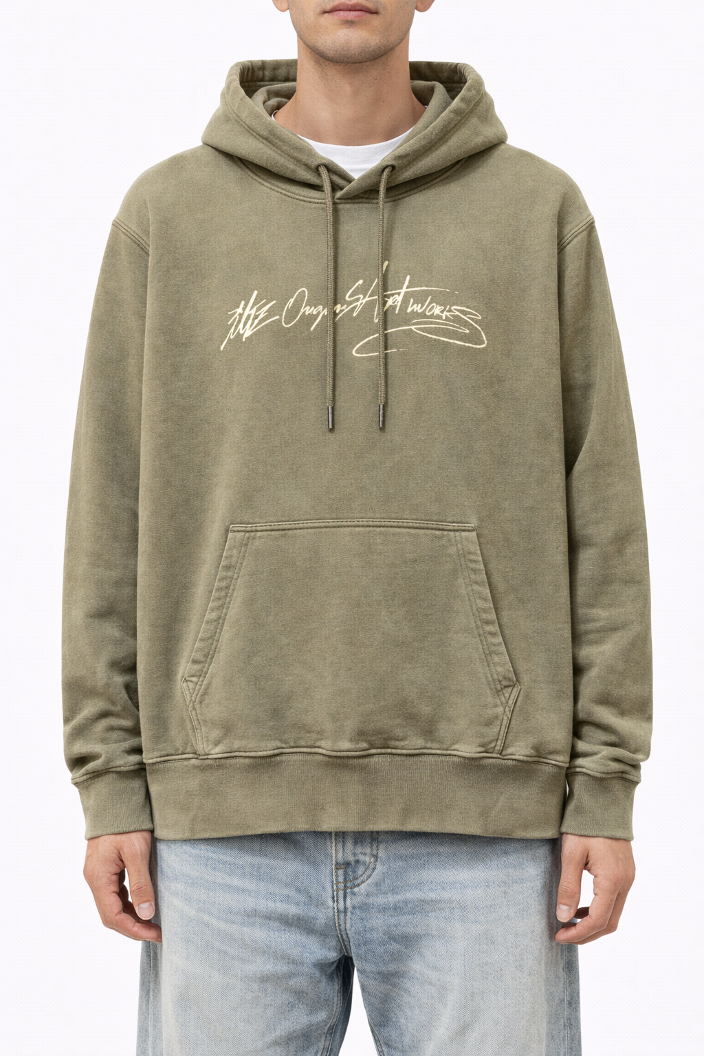 Hoodie Endure Script Olive Washed (Fresh Terry)