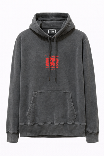 Hoodie Cracked Core BLACK WASHED