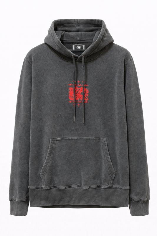 Hoodie Cracked Core BLACK WASHED