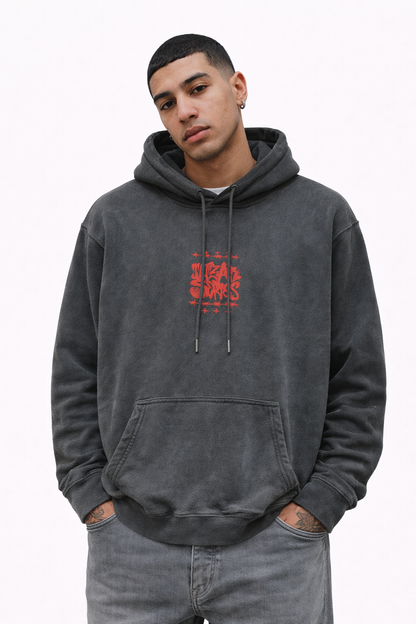 Hoodie Cracked Core BLACK WASHED