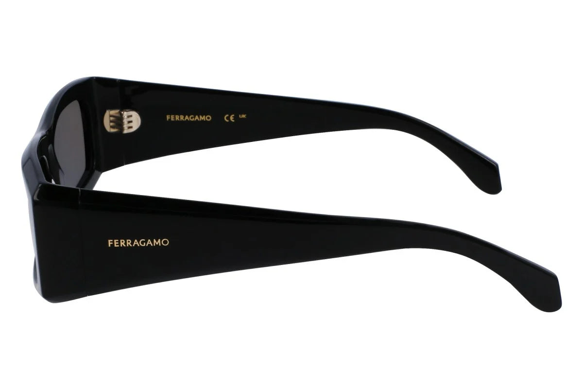Ferragamo  Men's Black Rectangular Sunglasses