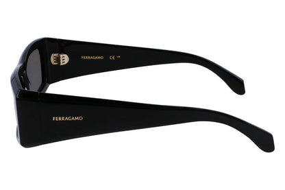 Ferragamo  Men's Black Rectangular Sunglasses