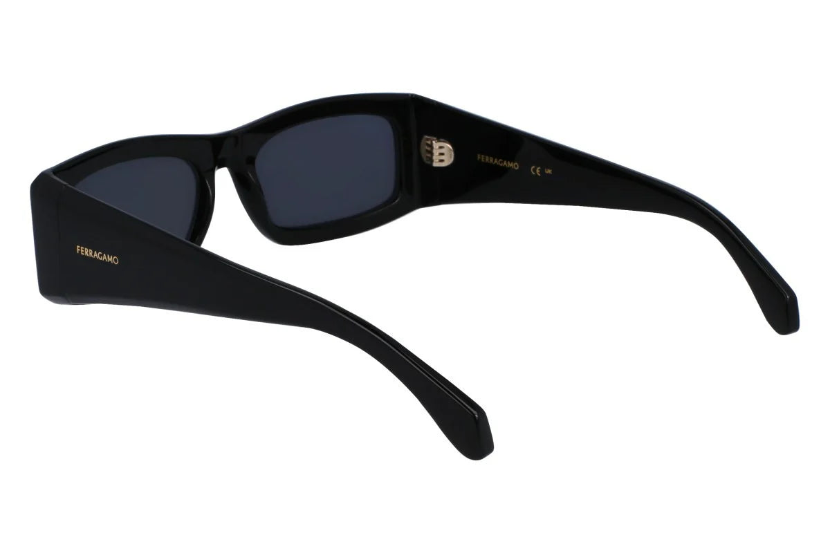 Ferragamo  Men's Black Rectangular Sunglasses