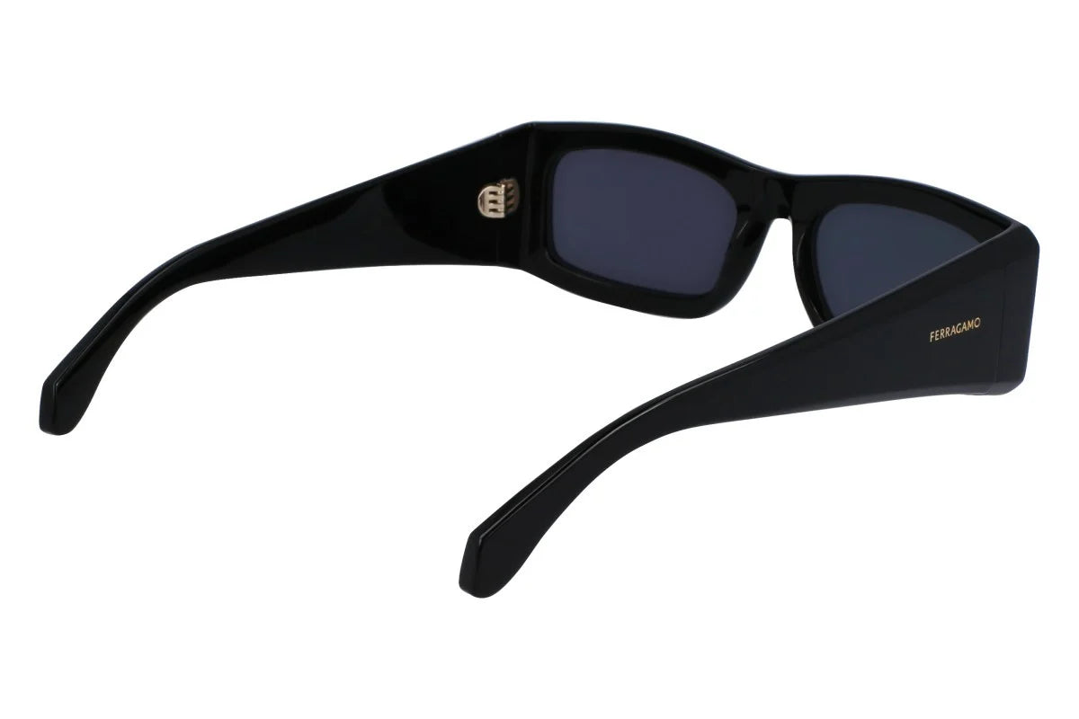 Ferragamo  Men's Black Rectangular Sunglasses