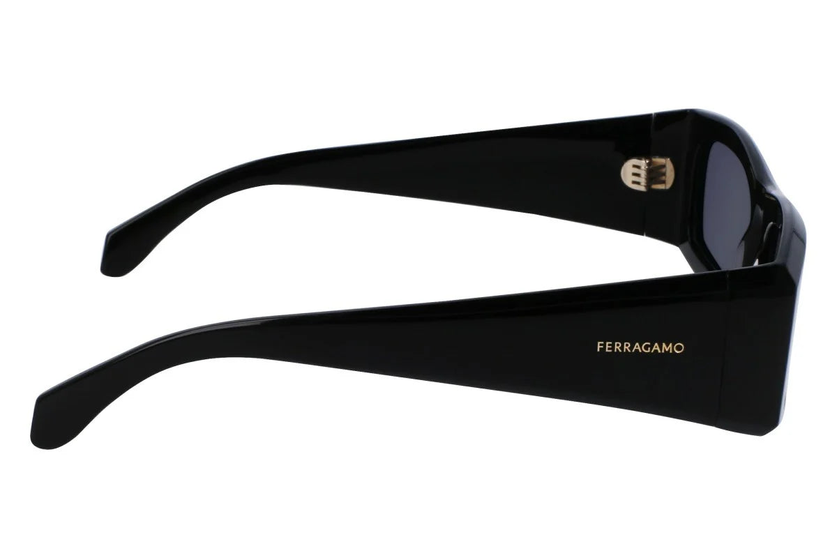 Ferragamo  Men's Black Rectangular Sunglasses
