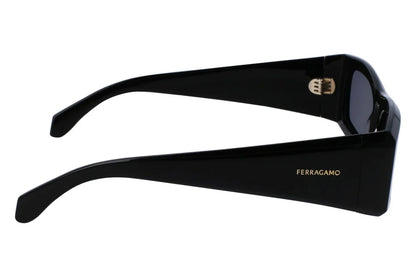 Ferragamo  Men's Black Rectangular Sunglasses