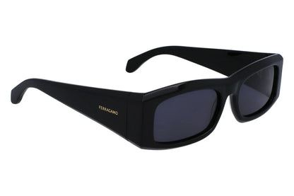 Ferragamo  Men's Black Rectangular Sunglasses