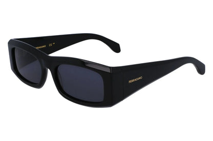 Ferragamo  Men's Black Rectangular Sunglasses