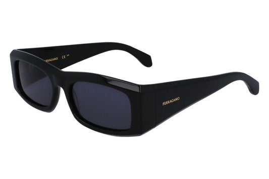 Ferragamo  Men's Black Rectangular Sunglasses